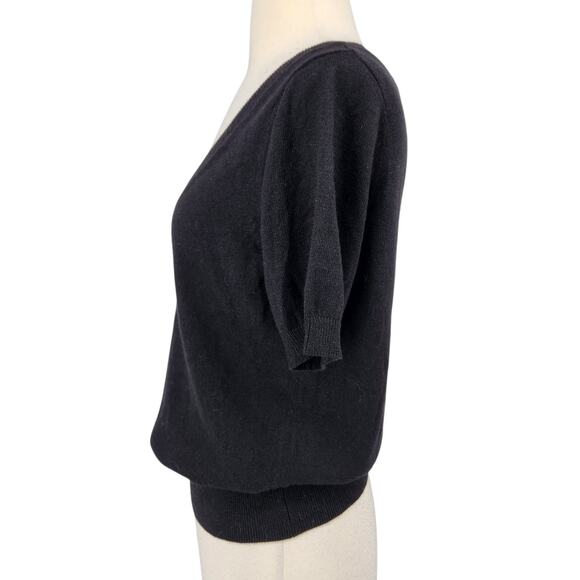 Moda International Knit Sweater – Black Silk Cashmere V-Neck Large - Picture 4 of 7